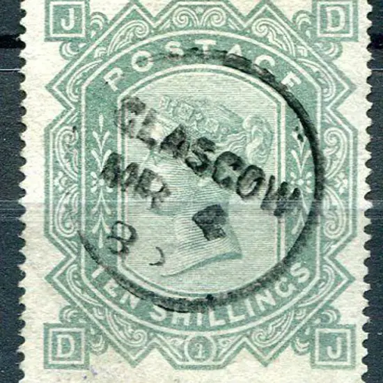 1878 10/- greenish grey QV. Fine used with neat ...