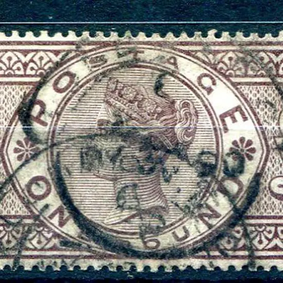 1884 £1 brown lilac QV with 3 crowns wmk. Good to ...