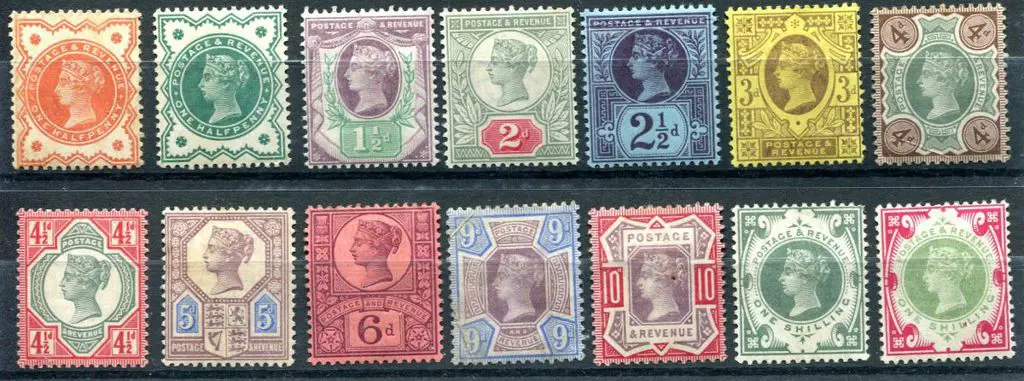 1887/92 QV "Jubilee" set incl both ½d & 1/- ... Image 1++
