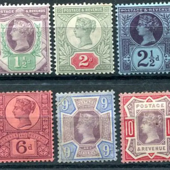 1887/92 QV "Jubilee" set incl both ½d & 1/- ...