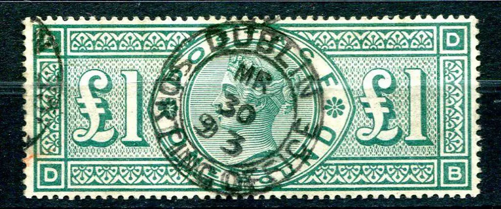 1891 £1 green QV. Fine used with central Dublin ... Image 1++