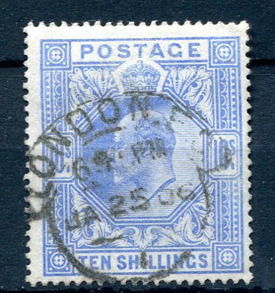 1902 10/- ultramarine good to fine used with ... Image 1++