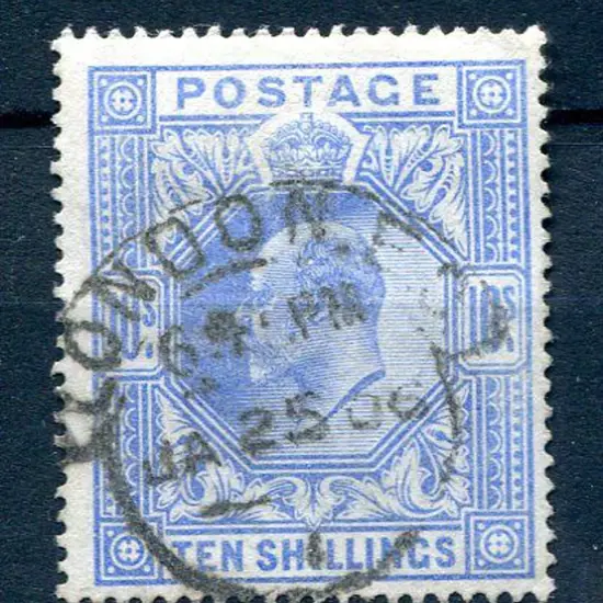1902 10/- ultramarine good to fine used with ...