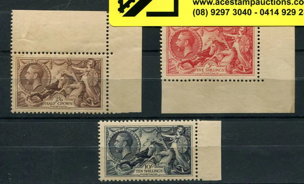 1934 Seahorses re-engraved marginal MUH (MLH on ... Image 1++