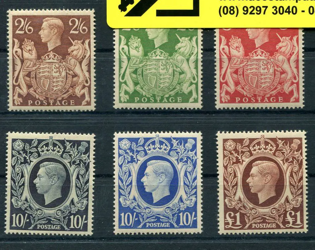 1939/48 KGVI high vals set of 6 to £1. MLH with ... Image 1++