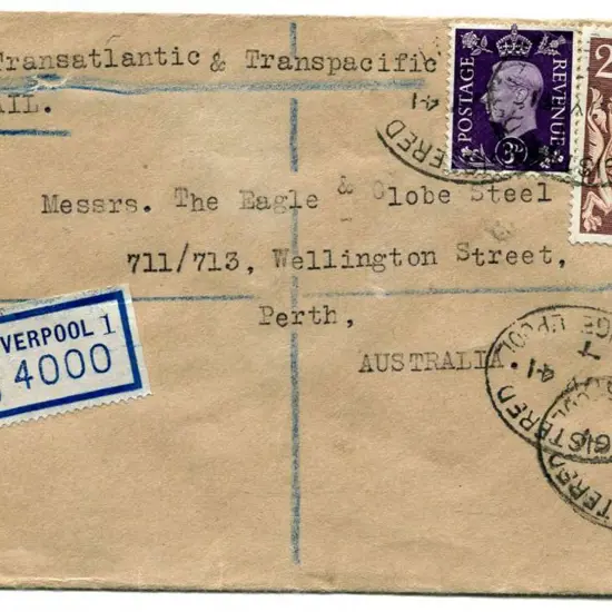 1941 (25th July) Liverpool registered Airmail ...