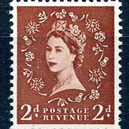 1959/65 2d red brown QEII with wmk inverted. MUH ...