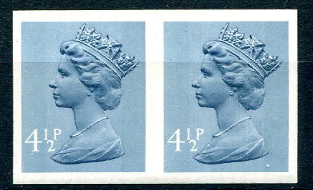 1973 4½p grey-blue Machin imperforate pair. Fine ... Image 1++