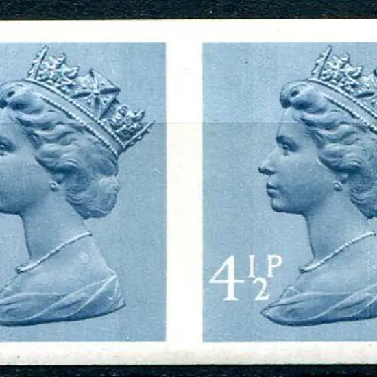 1973 4½p grey-blue Machin imperforate pair. Fine ...