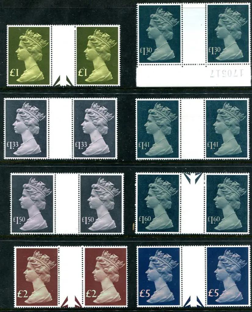 1977/87 QEII large Machin set to £5 in MUH gutter ... Image 1++