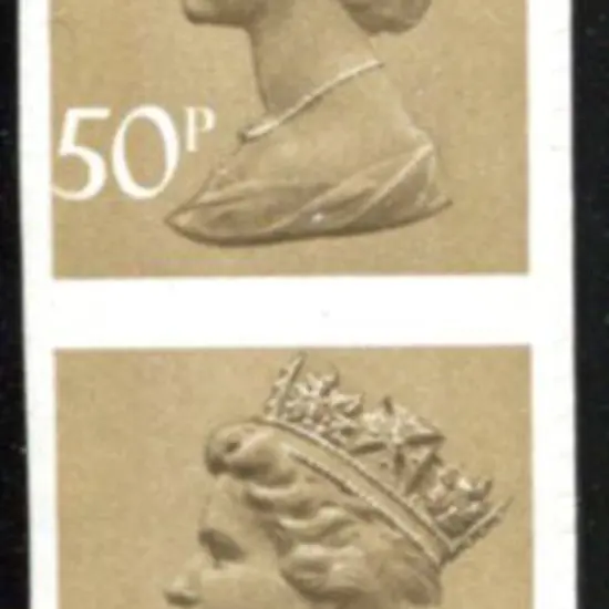 1980 50p ochre-brown Machin vertical imperforate ...