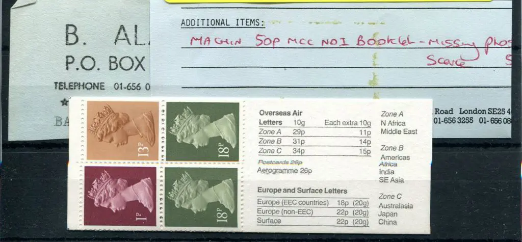 1986 50p booklet (FB39) with "phosphor omitted". ... Image 1++