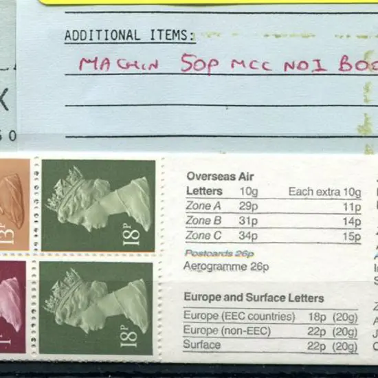 1986 50p booklet (FB39) with "phosphor omitted". ...