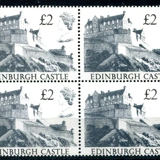 1988 £2 Edinburgh Castle forgery block of 4. A ...