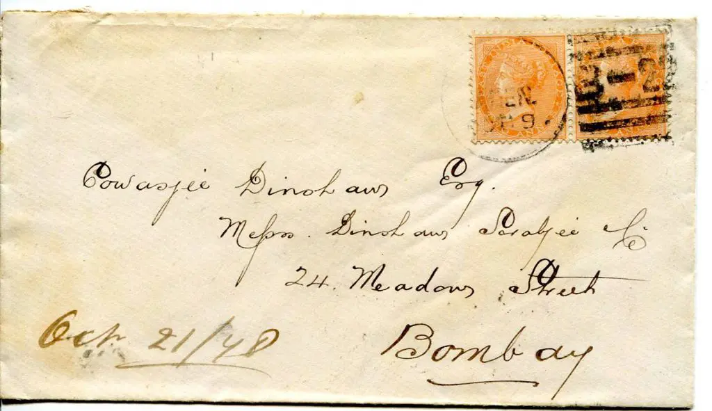 Aden 1870 cover to Bombay with India 2a orange ... Image 1++