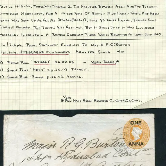 Aden 1903 (24th June) "ONE ANNA" on 2a 6p orange ...