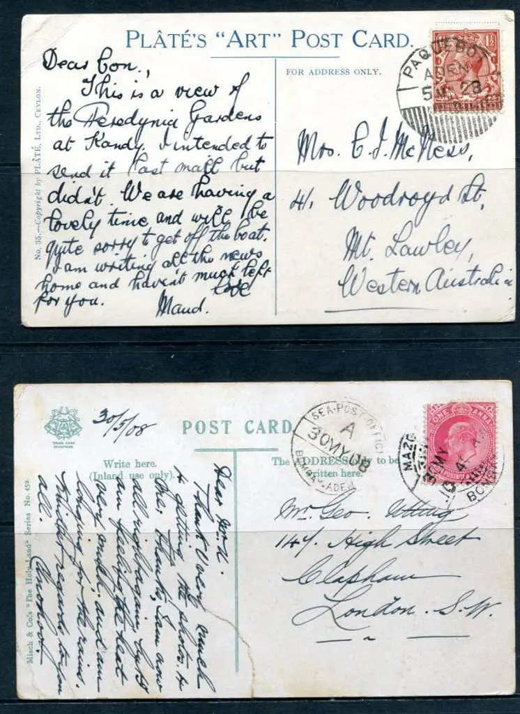 Aden 1928 Postcard with coloured lake scene of ... Image 1++