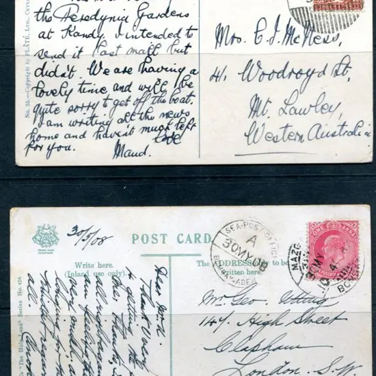 Aden 1928 Postcard with coloured lake scene of ...