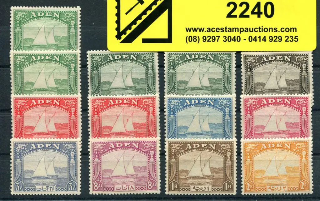 Aden 1937 Dhows to 2R plus extra of ½a, 9pi & 2a ... Image 1++