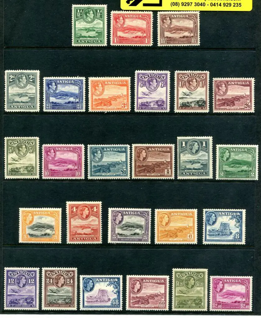 Antigua 1938/51 KGVI to £1 & 1953/62 QEII to $2.40 ... Image 1++