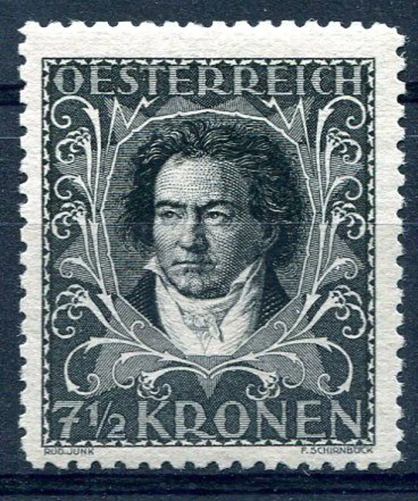 Austria 1922 7½k Musicians Fund - Beethoven. Perf. ... Image 1++