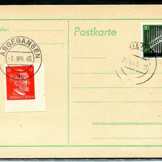 Austria 1945 Postcard with 5pf Hitler ovptd ...