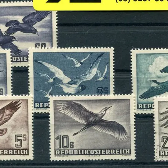 Austria 1950 Airs - Birds set of 7 MLH to 10sch ...