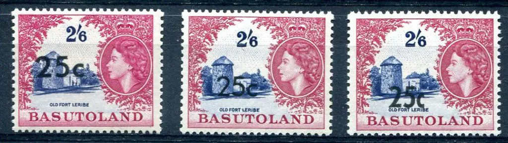 Basutoland 1961 25c on 2/6d Old Fort with all ... Image 1++