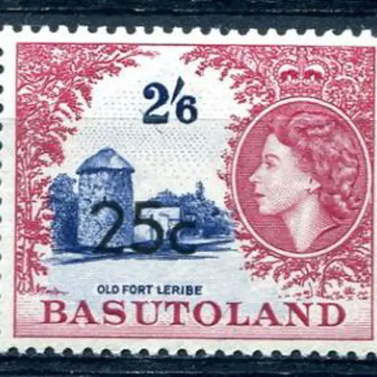 Basutoland 1961 25c on 2/6d Old Fort with all ...