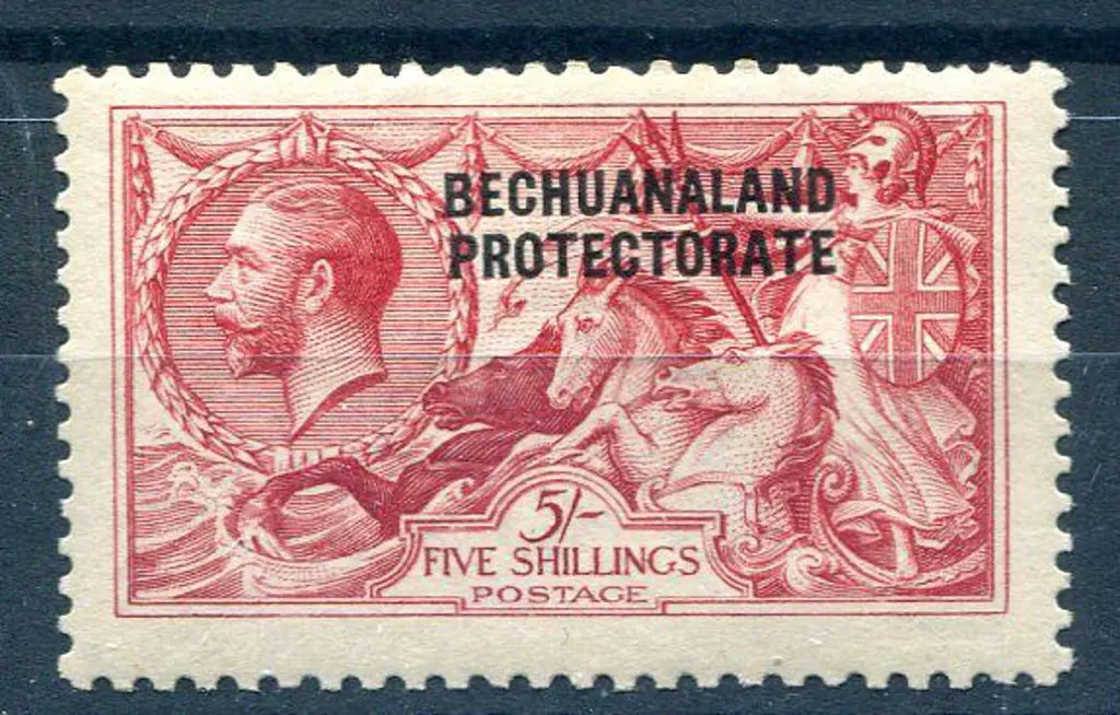 Bechuanaland 1913/24 5/- rose-carmine Seahorse. ... Image 1++