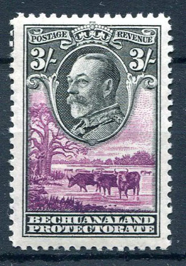 Bechuanaland 1932 3/- black & purple. MVLH verging ... Image 1++