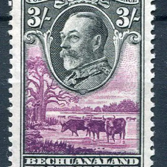 Bechuanaland 1932 3/- black & purple. MVLH verging ...