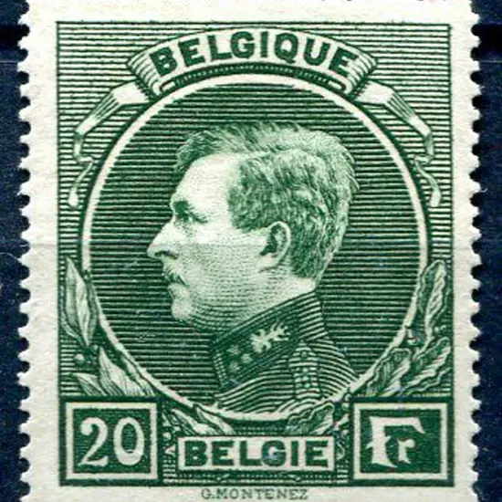 Belgium 1926 20f bright green, perf. 14½. Fresh ...