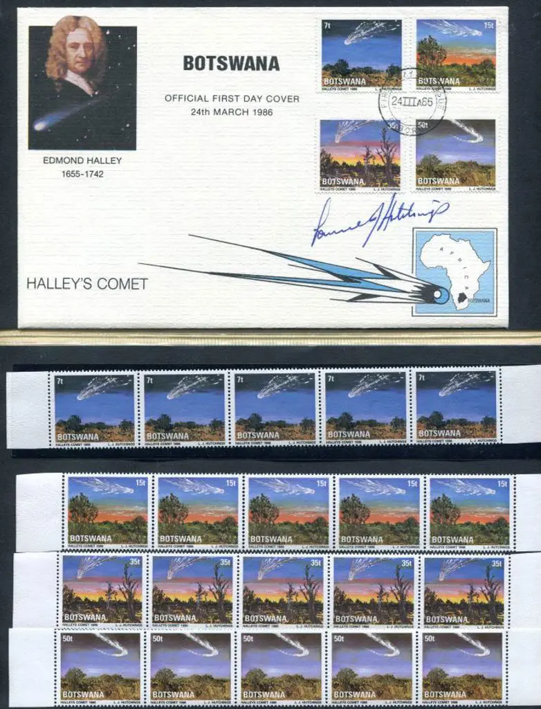 Botswana 1986 Halley's Comet FDC signed by artist ... Image 1++