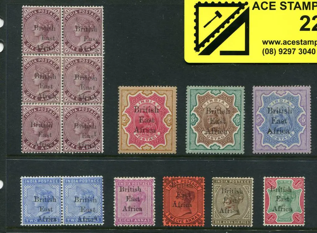 British East Africa 1895 ovpts on India comprising ... Image 1++
