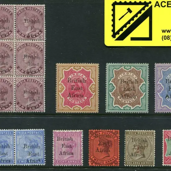 British East Africa 1895 ovpts on India comprising ...