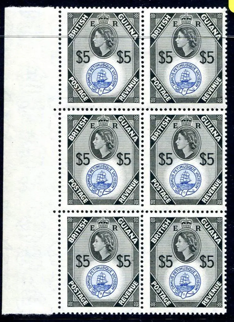 British Guiana 1961 $5 Arms in left DLR printed ... Image 1++