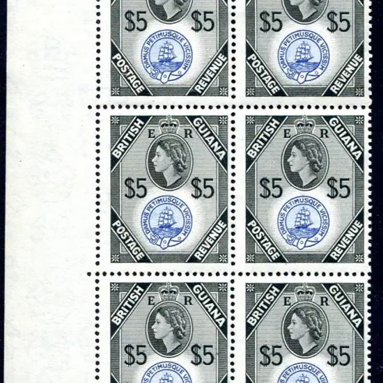 British Guiana 1961 $5 Arms in left DLR printed ...