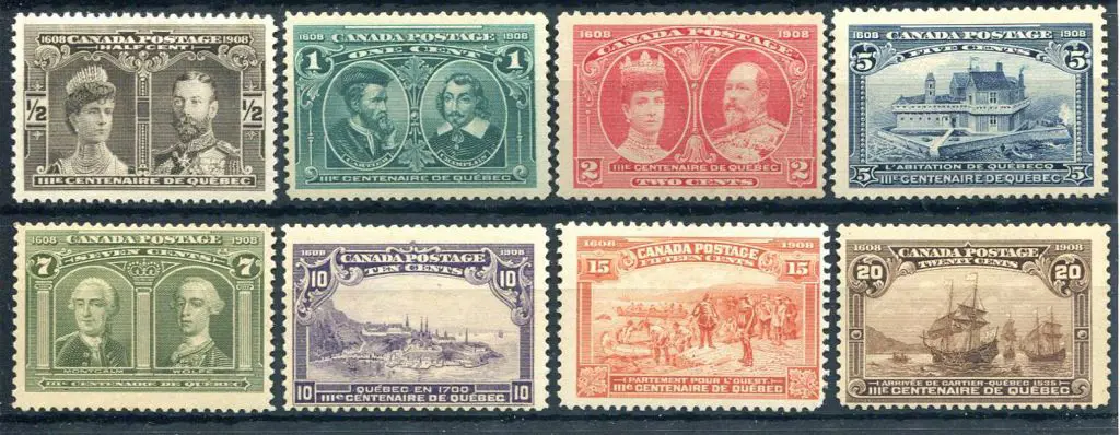 Canada 1908 Quebec Tercentenary set of 8. MLH with ... Image 1++