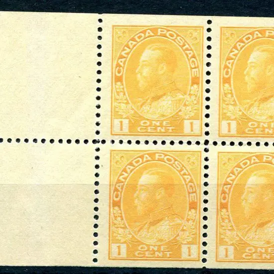 Canada 1922/31 1¢ chrome yellow booklet pane of 4 ...