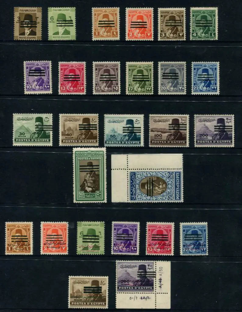 Egypt 1953 King Farouk issues of 1944, 1947 & 1952 ... Image 1++