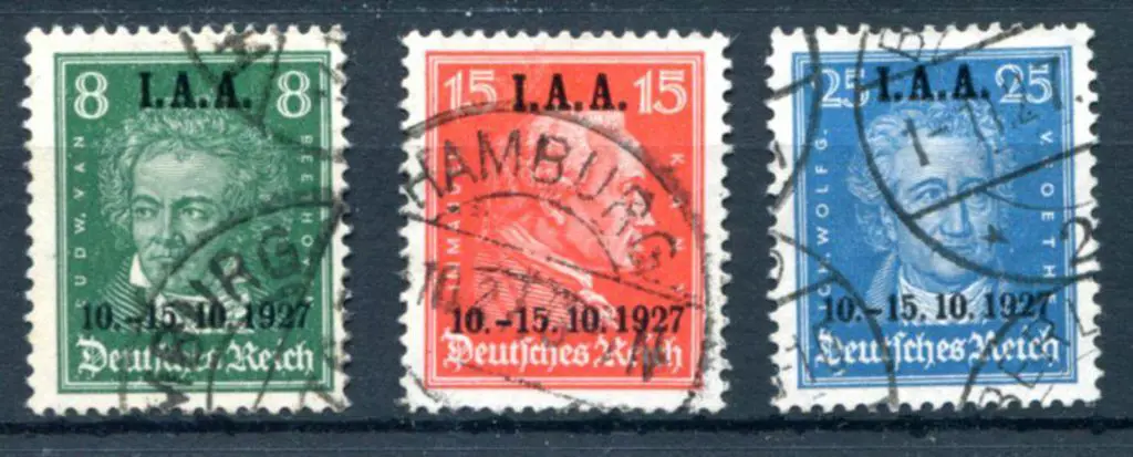 Germany 1927 I.A.A. 10-15.1927 set of 3 ovpts. ... Image 1++