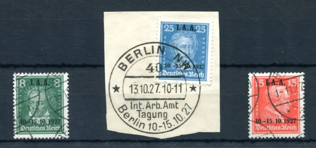 Germany 1927 I.A.A. 10-15.1927 set of 3 ovpts. All ... Image 1++