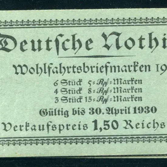 Germany 1929 1.50M Welfare Fund Booklet. Fine & ...