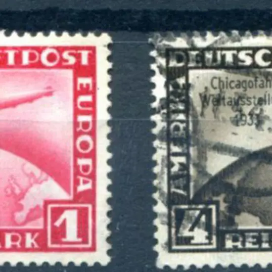 Germany 1933 1m & 4m Chicago World Flight used, ...