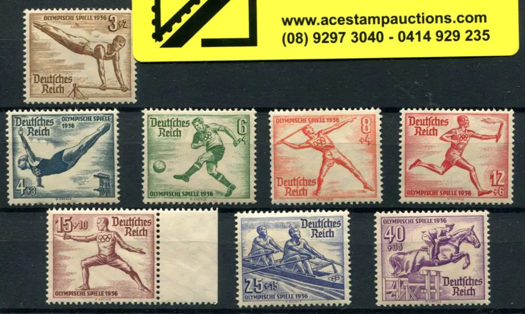 Germany 1936 Olympics set of 8 fresh MUH. SG ... Image 1++