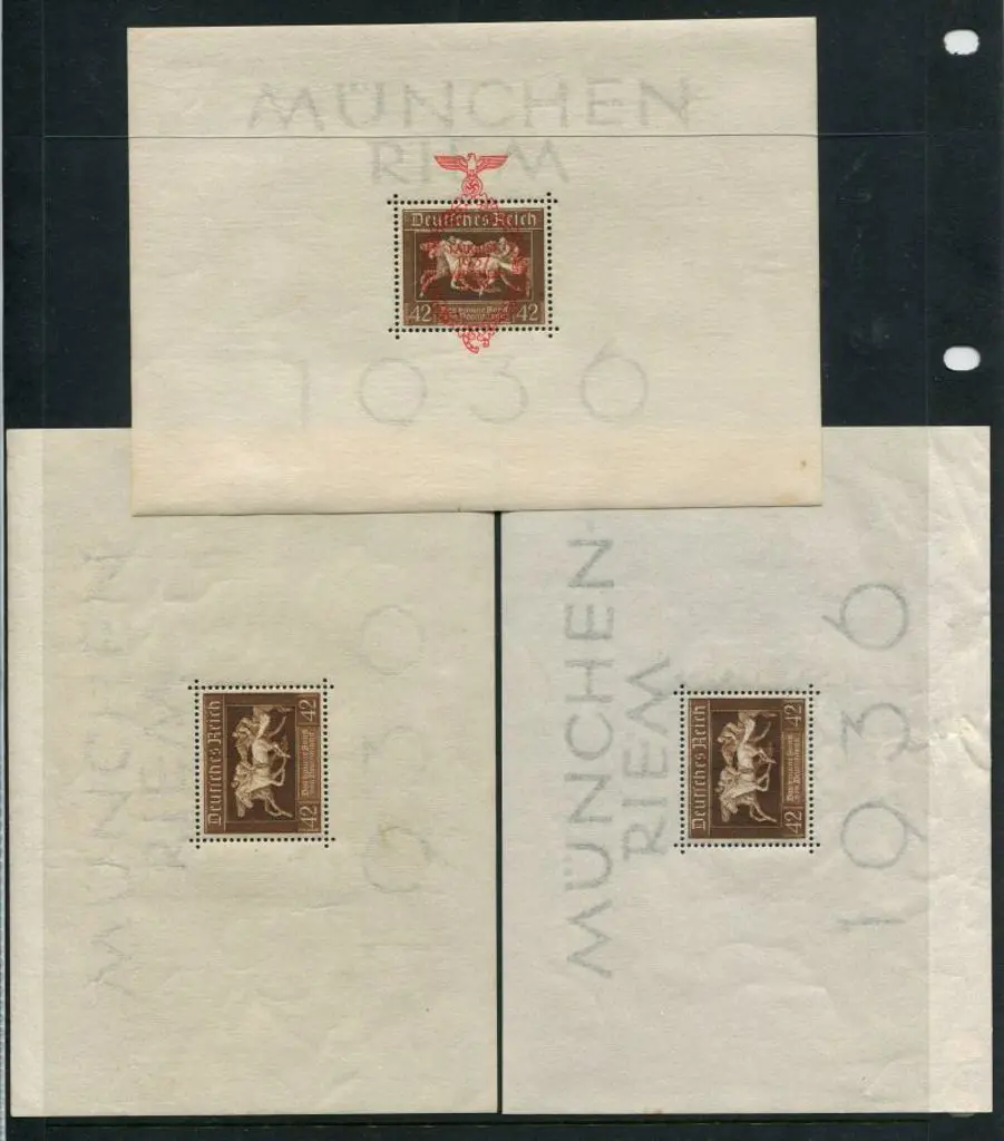 Germany 1936 "Brown Ribbon of Germany" M/S's on ... Image 1++