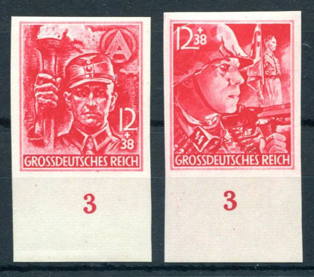 Germany 1945 12pf + 38pf SS/SA MUH imperforate ... Image 1++
