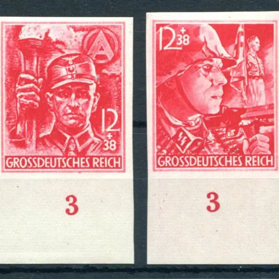 Germany 1945 12pf + 38pf SS/SA MUH imperforate ...