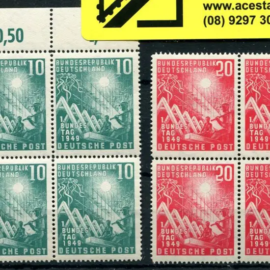 Germany 1949 Bundestag pair in MUH blocks of 4 ...